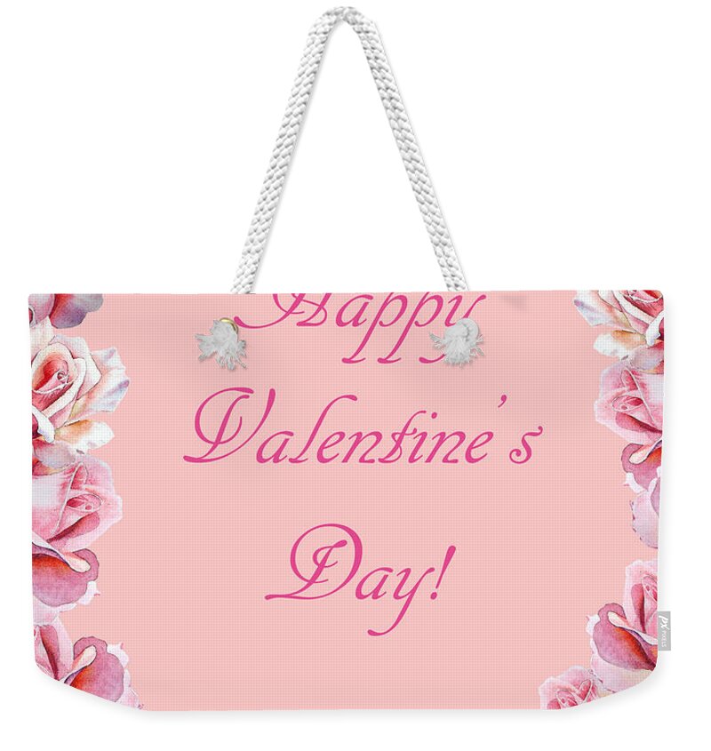 Valentine Day Weekender Tote Bag featuring the painting Valentine Roses by Irina Sztukowski