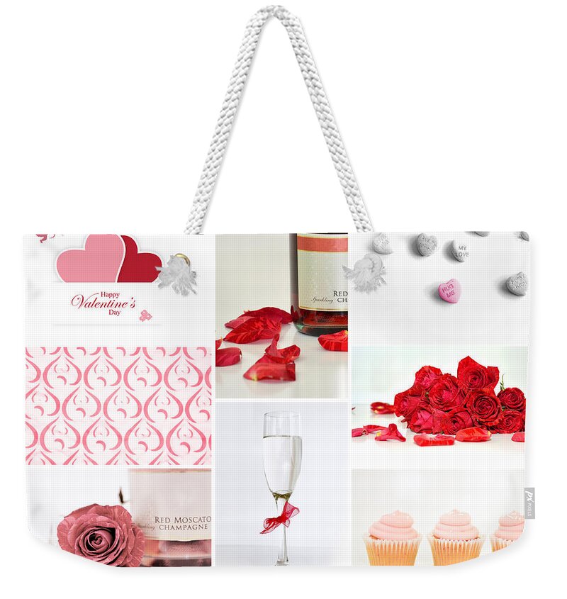 Background Weekender Tote Bag featuring the photograph Valentine's Collage by Serena King