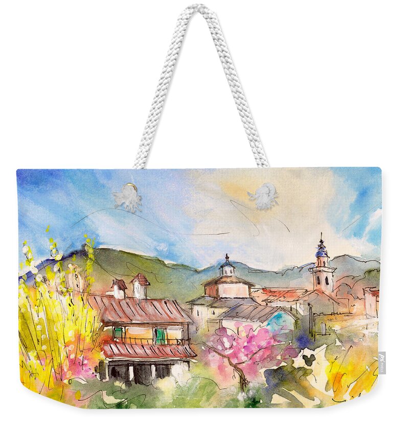 Travel Weekender Tote Bag featuring the painting Valldemossa 01 by Miki De Goodaboom