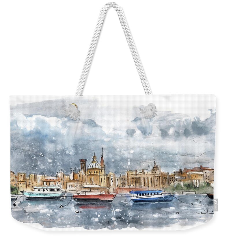 Travel Weekender Tote Bag featuring the painting Valletta 01 by Miki De Goodaboom