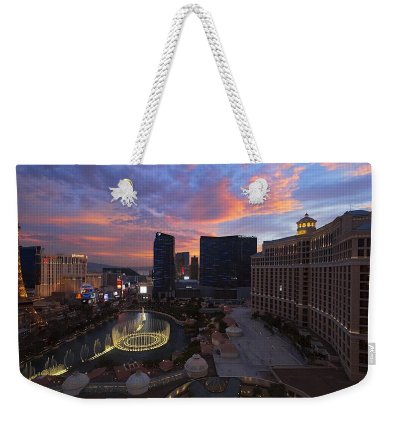 Vegas By Night Weekender Tote Bag featuring the photograph Vegas by Night by Chad Dutson
