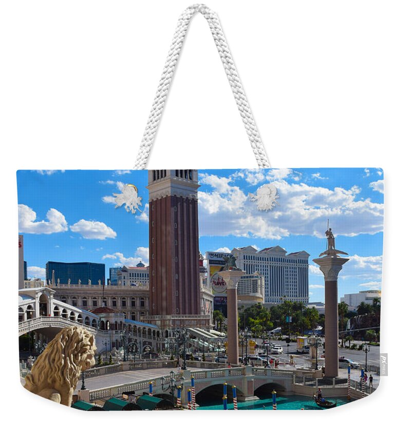 The Venitian Weekender Tote Bag featuring the photograph Las Vegas - View from the Venitian by Dany Lison