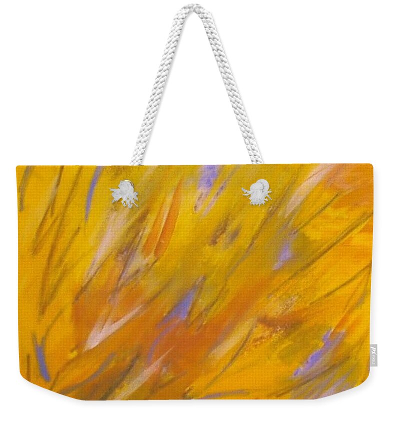Gold Yellow Weekender Tote Bag featuring the painting Veld by Pilbri Britta Neumaerker