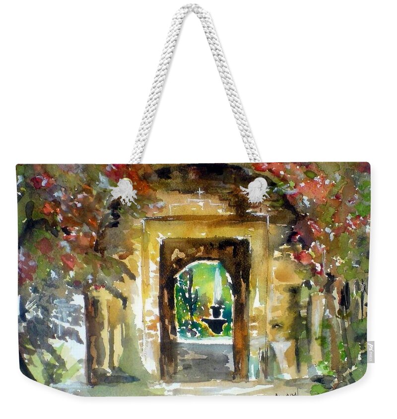 Venetian Weekender Tote Bag featuring the painting Venetian Gardens by AHONU Aingeal Rose