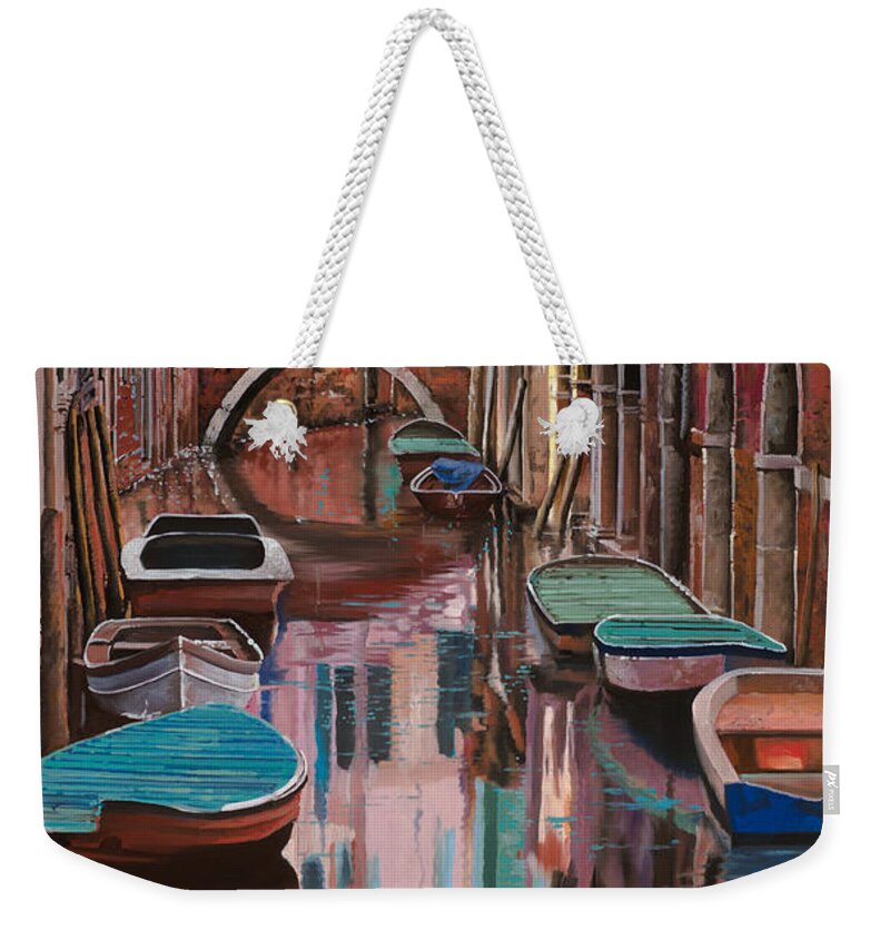 Venice Weekender Tote Bag featuring the painting Venezia colorata by Guido Borelli