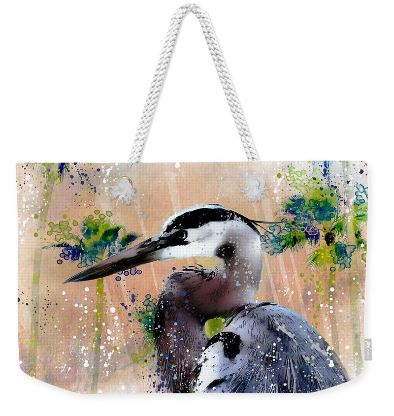  Heron Weekender Tote Bag featuring the photograph Venice Avenue Great Blue by Barbara Chichester
