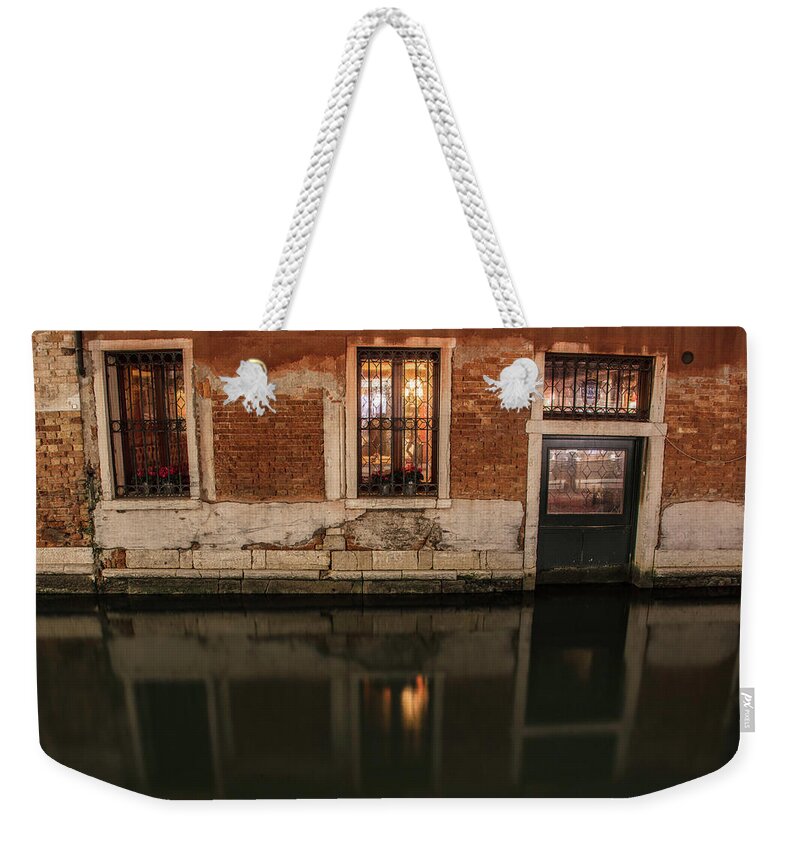 Canon Weekender Tote Bag featuring the photograph Venice Canal at Night by John McGraw