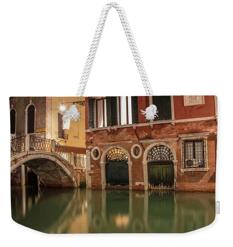 Canon Weekender Tote Bag featuring the photograph Venice Canal in evening by John McGraw