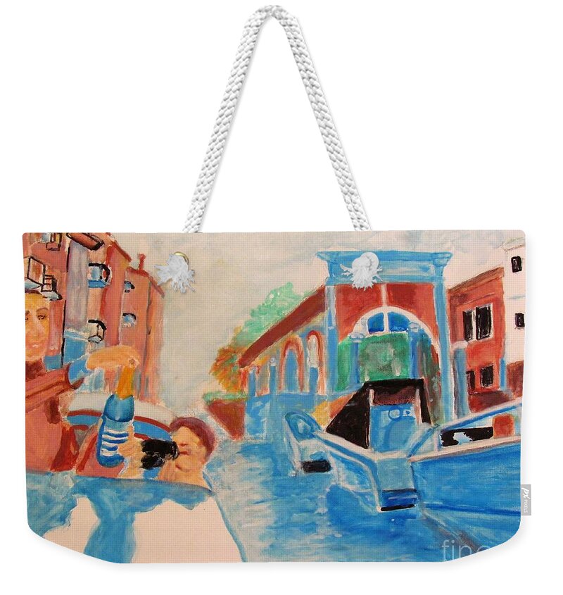 Venice Celebration Weekender Tote Bag featuring the painting Venice Celebration by Stanley Morganstein