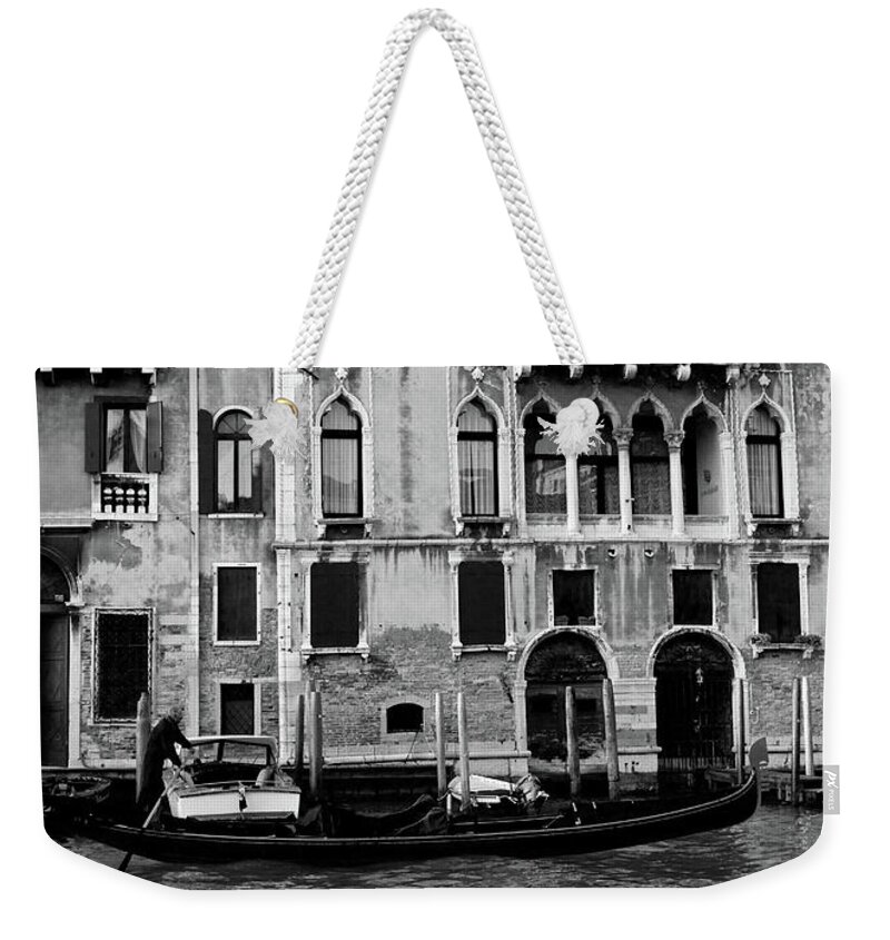 Venice Weekender Tote Bag featuring the photograph Venice in Black and White by Rebekah Zivicki