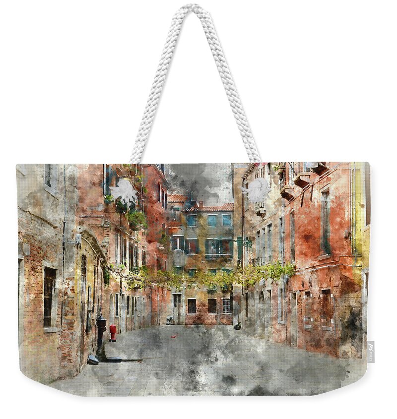 Green Weekender Tote Bag featuring the photograph Venice Italy Buildings by Brandon Bourdages