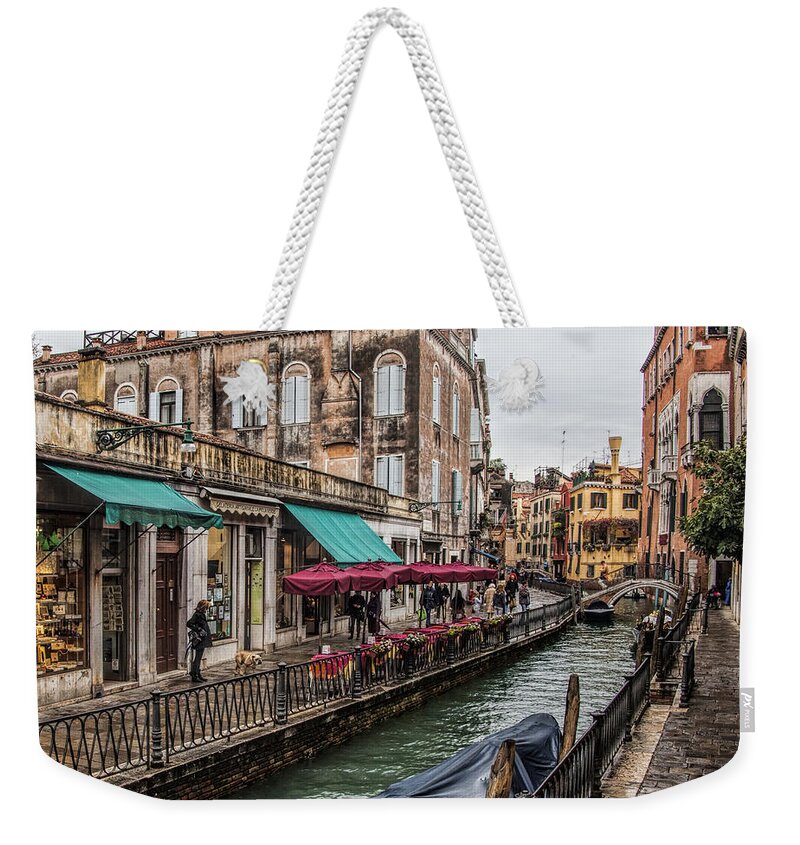 Venice Weekender Tote Bag featuring the photograph Venice 'Streets' by Shirley Mangini