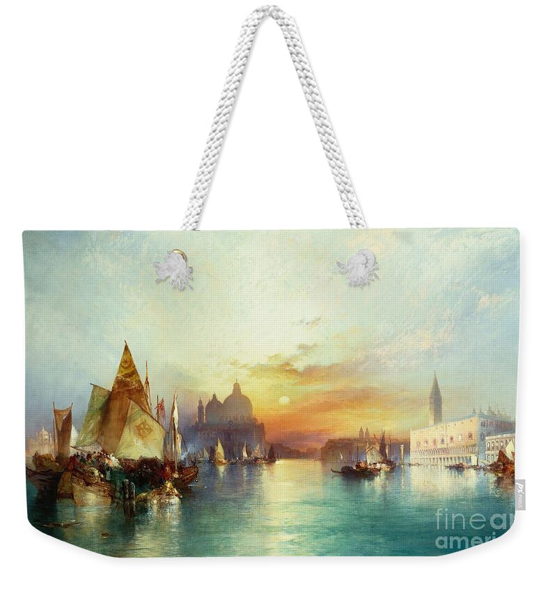 Venetian Scene Weekender Tote Bag featuring the painting Venice, 1897 by Thomas Moran