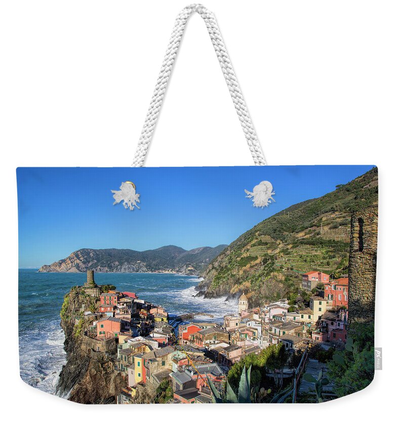 Italy Weekender Tote Bag featuring the photograph Vernazza in Cinque Terre by Cheryl Strahl