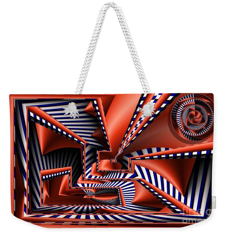 Abstract Weekender Tote Bag featuring the digital art Vertigo by Ron Bissett