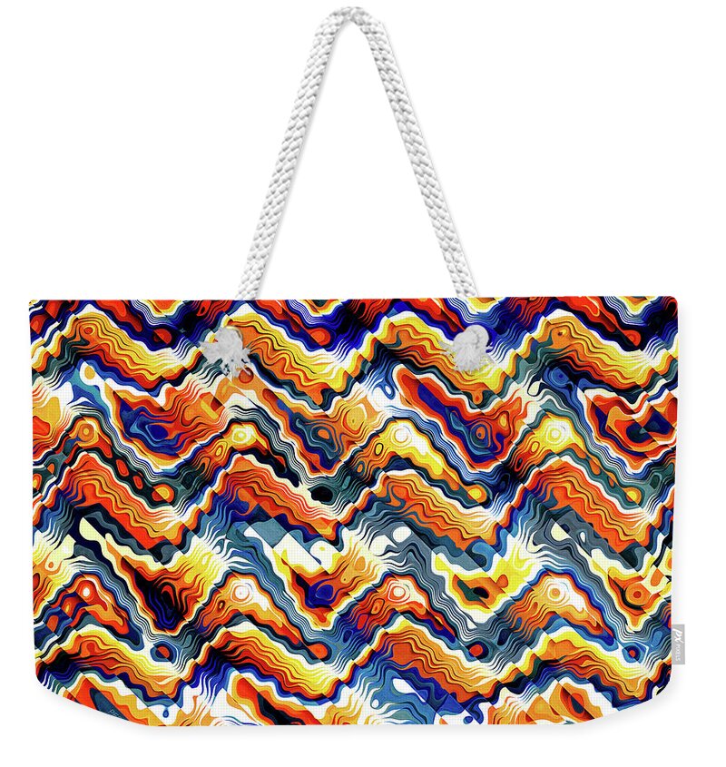 Geometry Weekender Tote Bag featuring the digital art Vibrant Geometric Motif by Phil Perkins