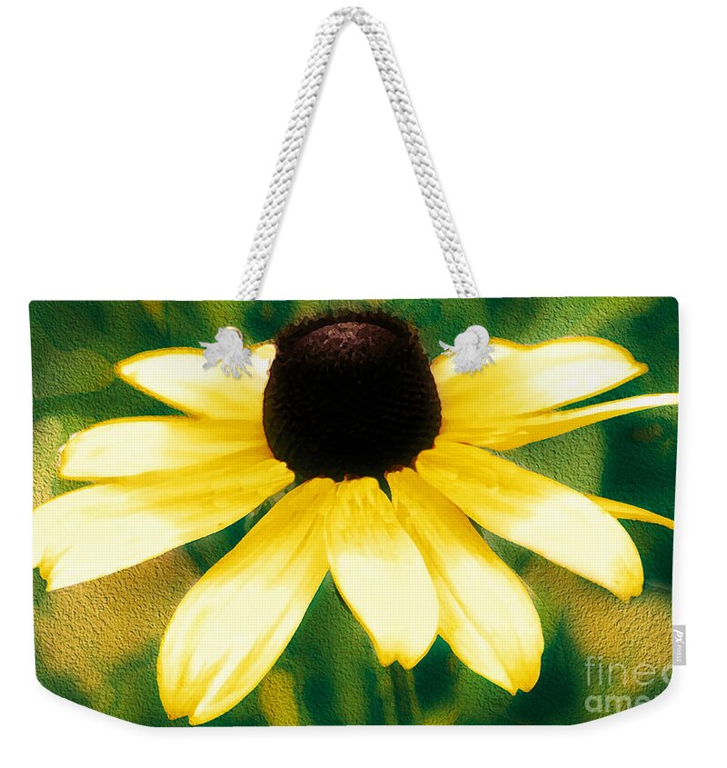 Yellow Weekender Tote Bag featuring the photograph Vibrant Yellow Coneflower by Judy Palkimas