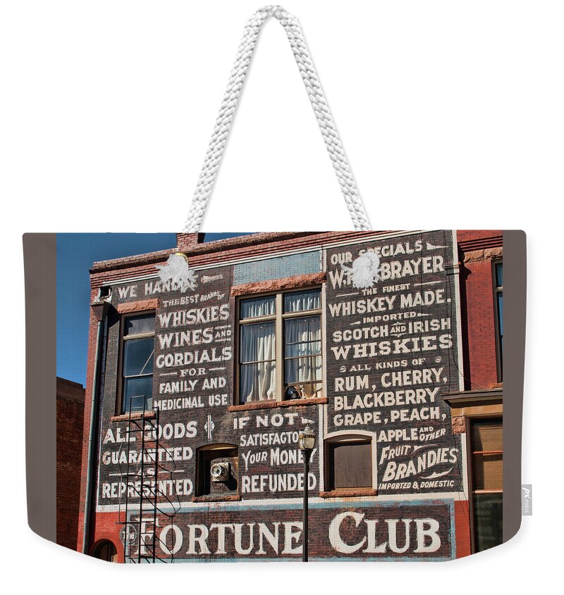 Victor Weekender Tote Bag featuring the photograph Victor Fortune Club by Kristia Adams