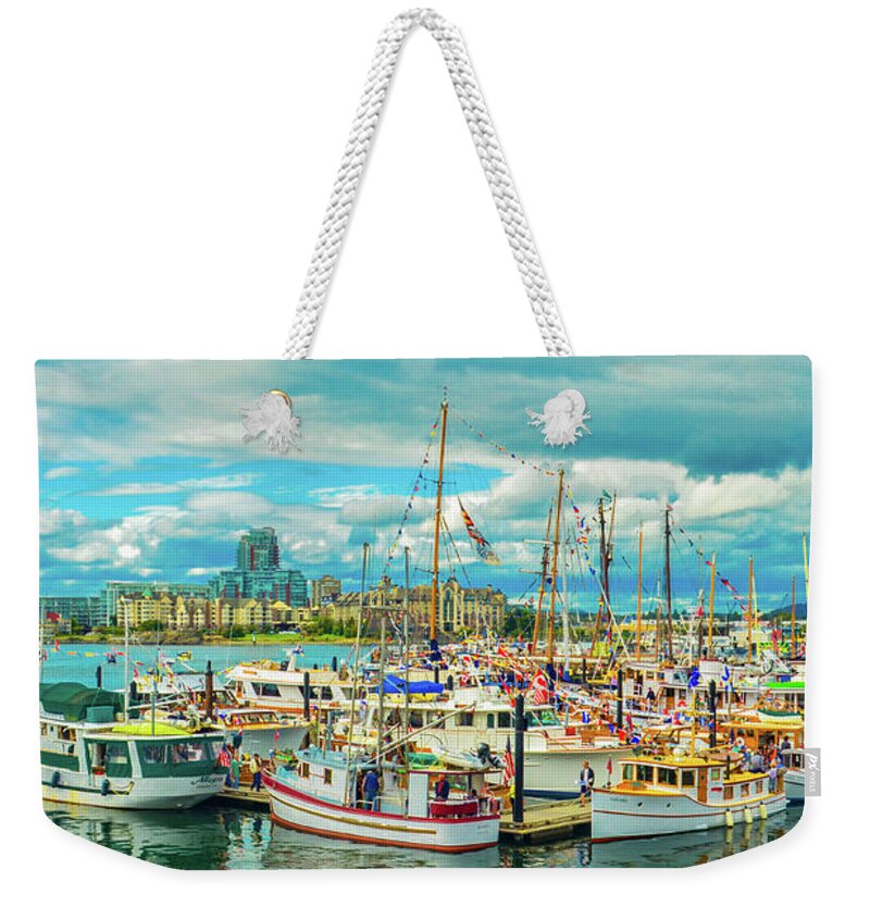 Seascape Weekender Tote Bag featuring the photograph Victoria Harbor 2 by Jason Brooks