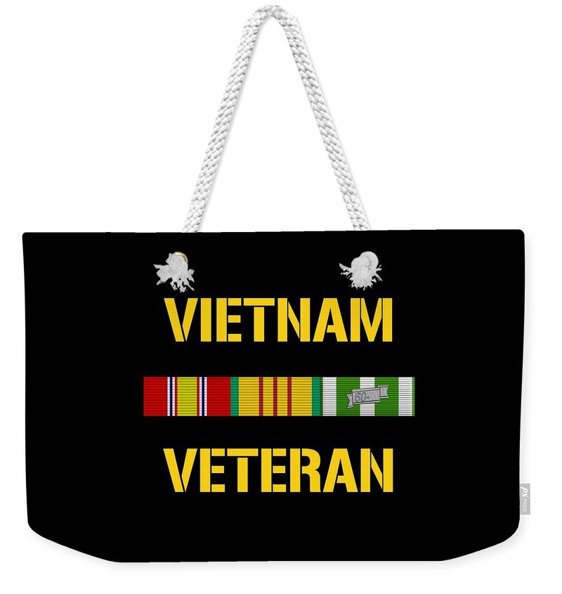 Vietnam Veteran Weekender Tote Bag featuring the digital art Vietnam Veteran Ribbon Bar by War Is Hell Store