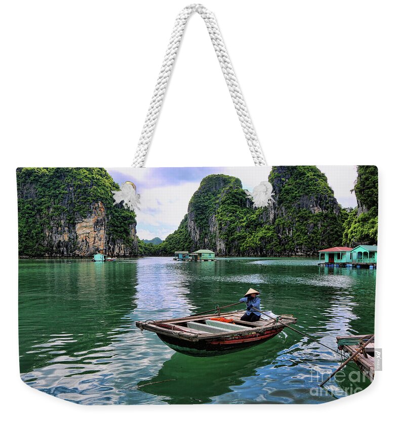 Sapa Weekender Tote Bag featuring the photograph Vietnamese woman boat by Chuck Kuhn
