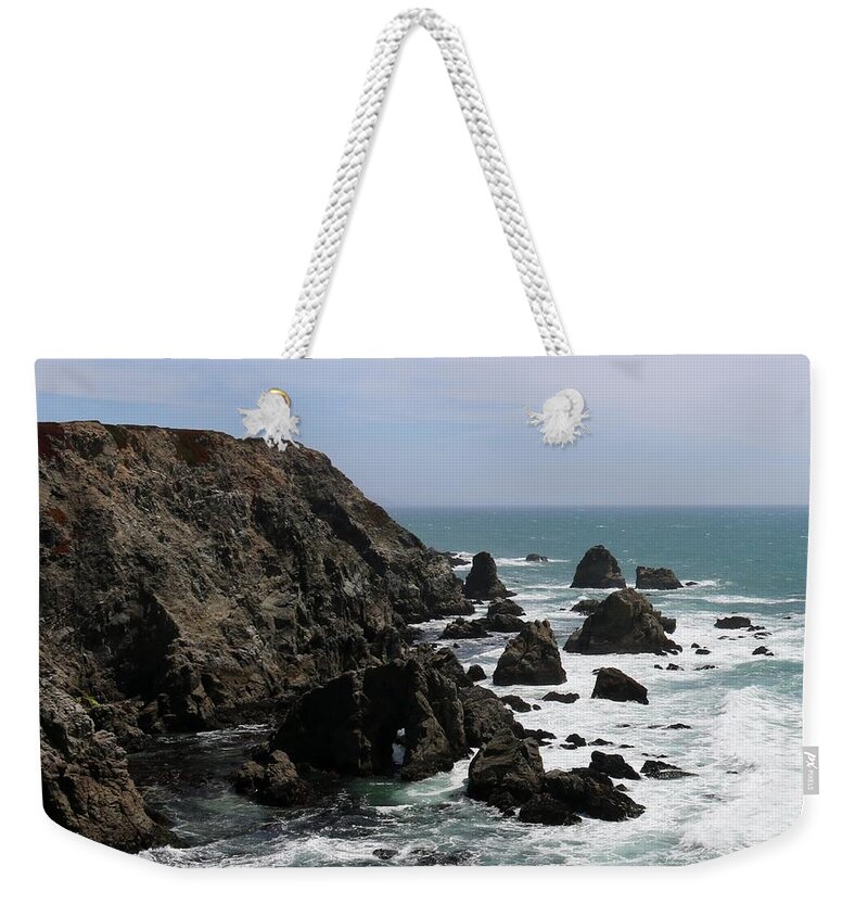 Bodega Head Weekender Tote Bag featuring the photograph View from Bodega Head in Bodega Bay CA - 5 by Christy Pooschke
