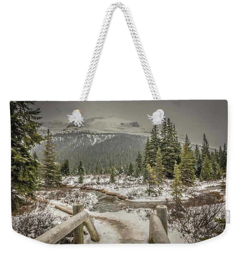Bridge Weekender Tote Bag featuring the photograph View from the bridge by Bill Howard