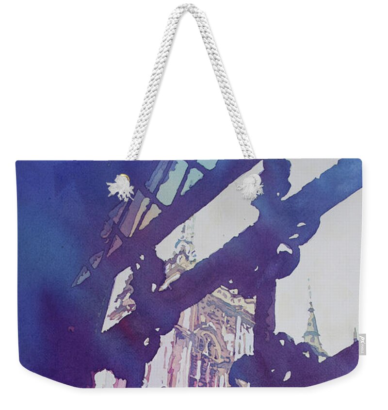 Westminster Abbey Weekender Tote Bag featuring the painting View From the Cloister by Jenny Armitage