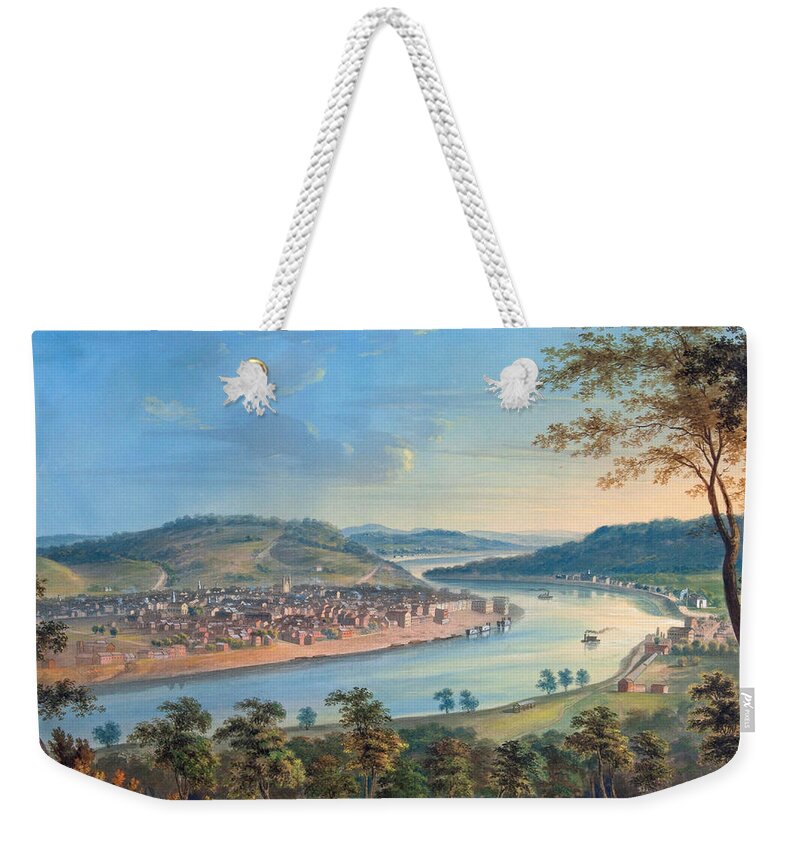 John Caspar Wild Weekender Tote Bag featuring the painting View of Cincinnati From Covington by John Caspar Wild