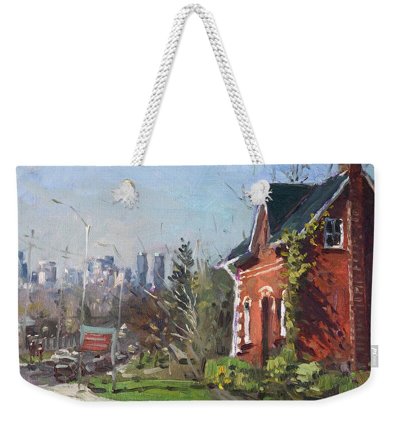  Mississauga Weekender Tote Bag featuring the painting View of Mississauga City by Ylli Haruni