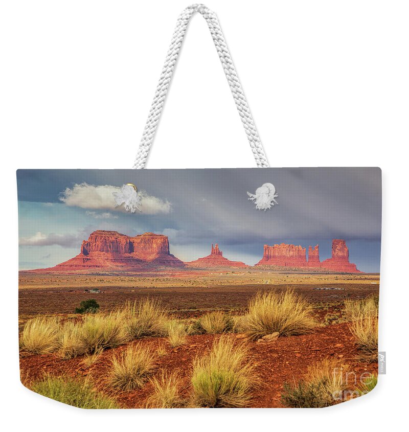 Monument Valley Weekender Tote Bag featuring the photograph View of Monument Valley by Mimi Ditchie