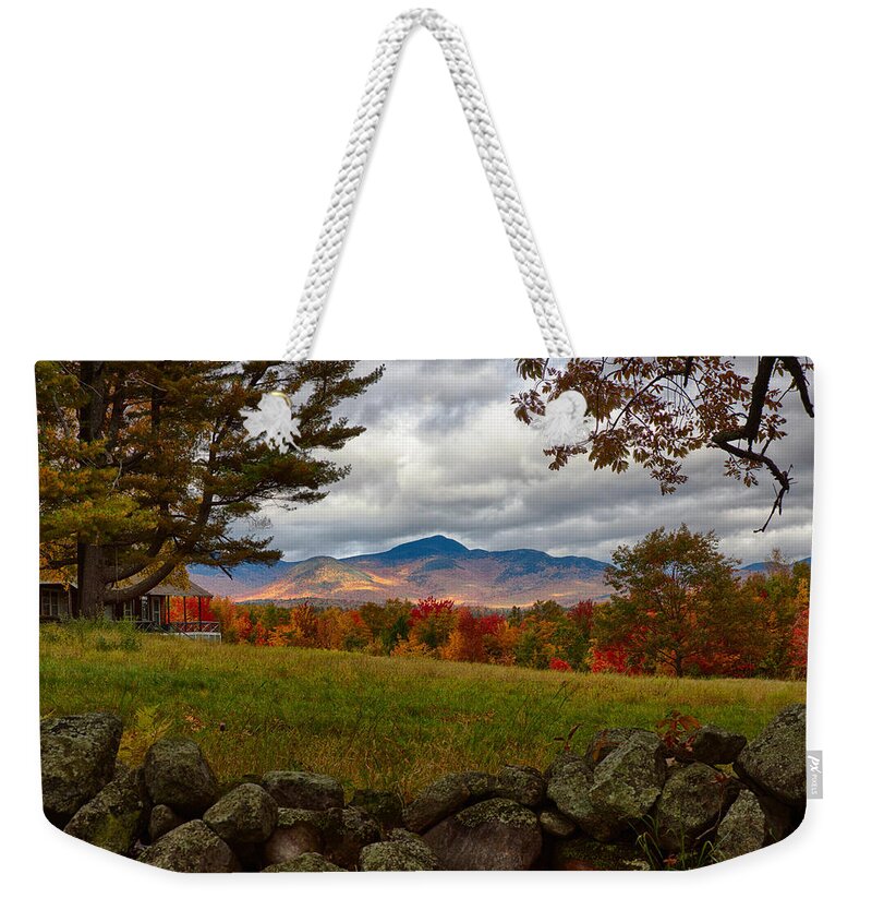 Chocorua Fall Colors Weekender Tote Bag featuring the photograph View of the White Mountains by Jeff Folger