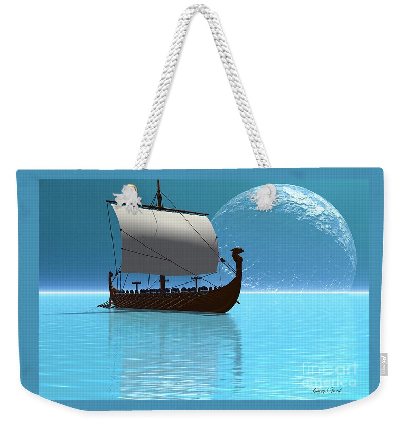Viking Weekender Tote Bag featuring the painting Viking Ship 2 by Corey Ford