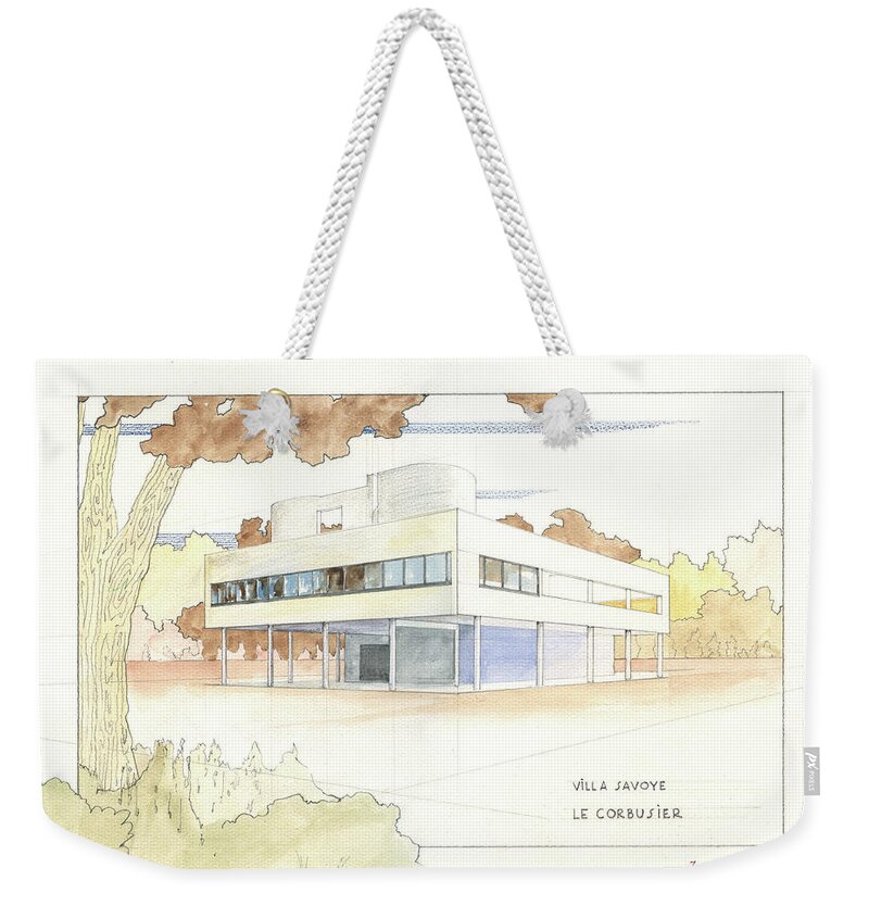 Le Corbusier Painting Weekender Tote Bag featuring the painting Villa Savoye le corbusier by Juan Bosco