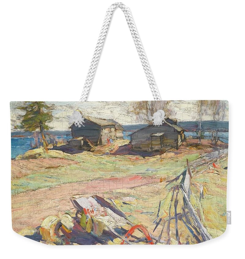 Abram Efimovich Arkhipov 1862-1930 Village In The North Weekender Tote Bag featuring the painting Village In The North by MotionAge Designs