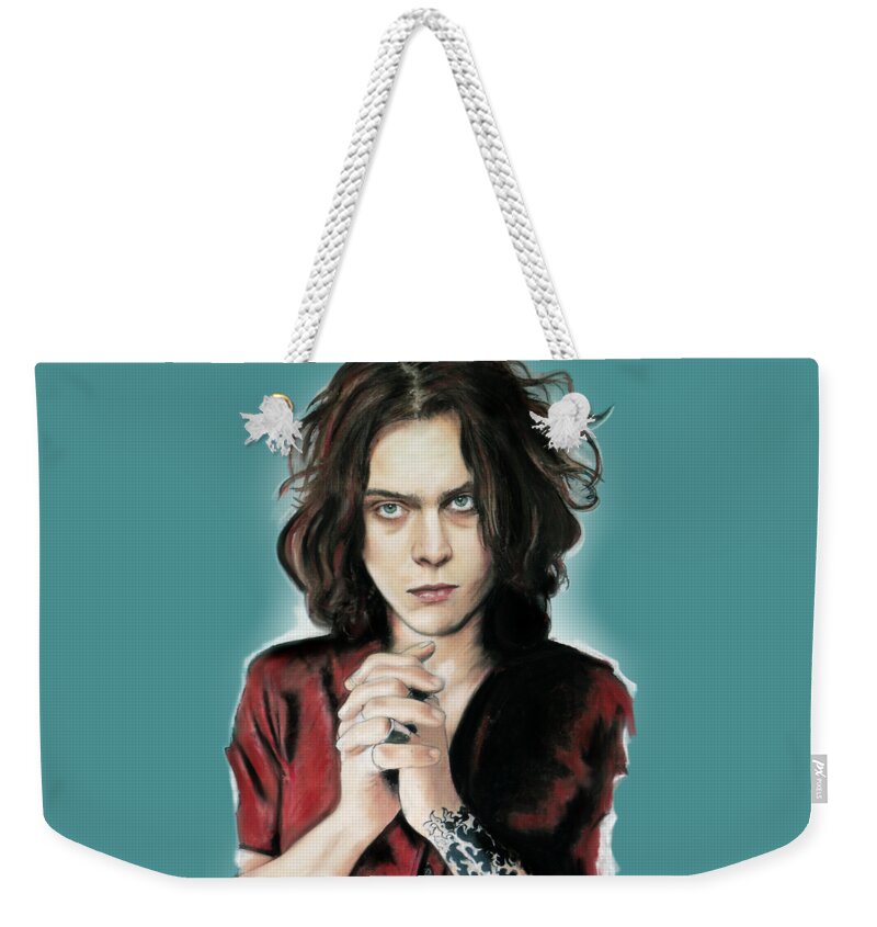 Ville Valo Weekender Tote Bag featuring the mixed media Ville Valo by Melanie D