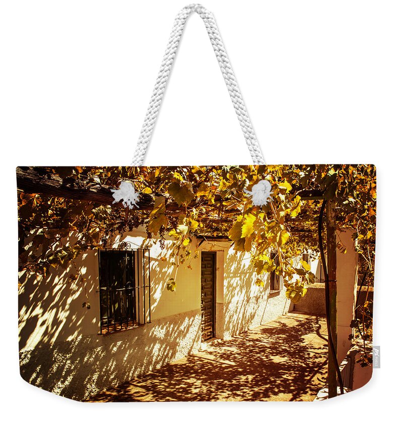 Grape Weekender Tote Bag featuring the photograph Vine-Covered Patio. Andalusia. Spain by Jenny Rainbow