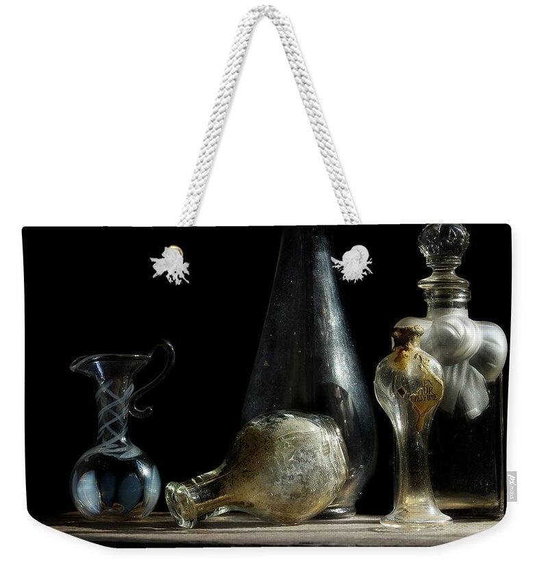 Bottle Weekender Tote Bag featuring the photograph Vintage Bottles by Mike Eingle