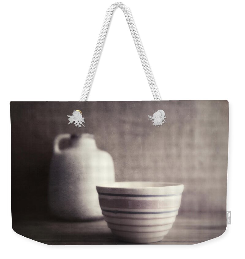 Bowl Weekender Tote Bag featuring the photograph Vintage Bowl with Jug by Tom Mc Nemar