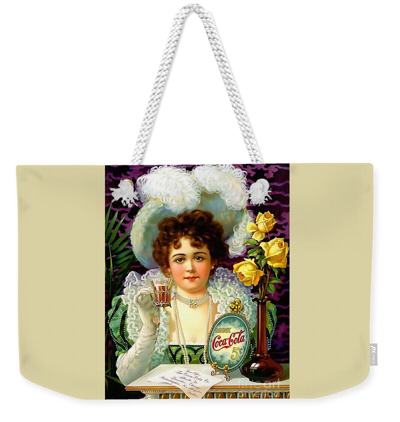 Coca - Cola Weekender Tote Bag featuring the painting Vintage Coca - Cola - Ad by Ian Gledhill