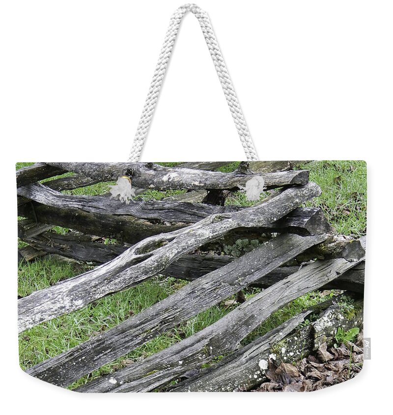 Cades Cove Weekender Tote Bag featuring the photograph Vintage Custom Fencing by Phil Perkins
