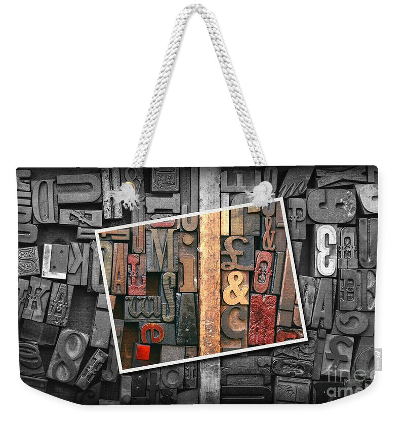 Printing Weekender Tote Bag featuring the photograph Vintage Inked Typeface by Phil Perkins
