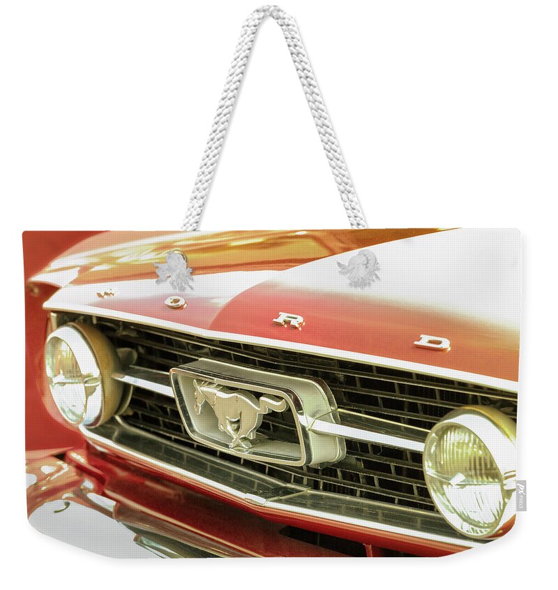 Mustang Weekender Tote Bag featuring the photograph Vintage Mustang by Caitlyn Grasso