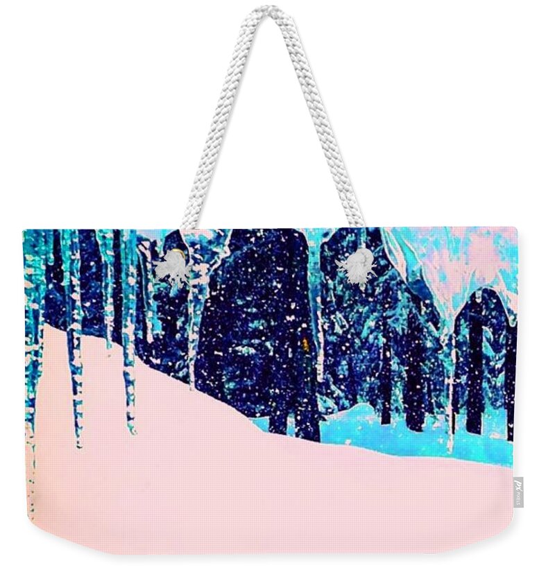 Ice Cicles Weekender Tote Bag featuring the photograph Vintage Pine Cicles by Jennifer Lake