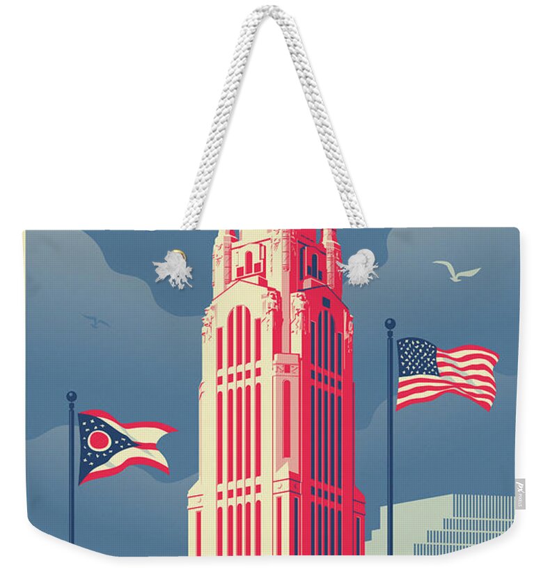 Columbus Weekender Tote Bag featuring the digital art Columbus Poster - Vintage Style Travel by Jim Zahniser