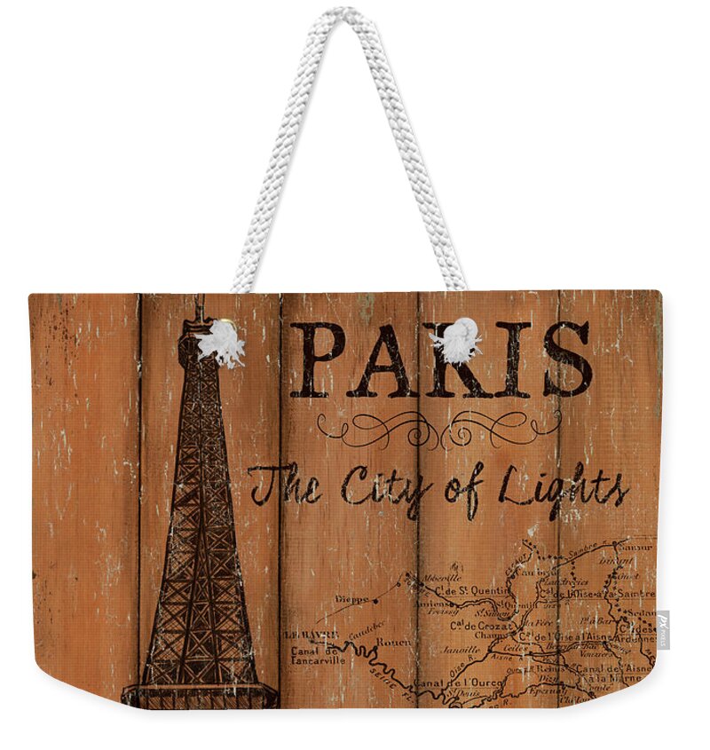 Paris Weekender Tote Bag featuring the painting Vintage Travel Paris by Debbie DeWitt