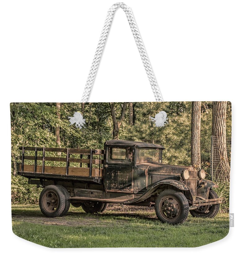 Vintage Weekender Tote Bag featuring the photograph Vintage Truck by Cathy Kovarik