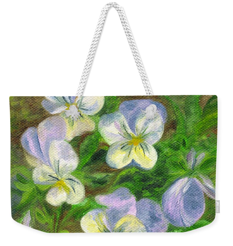 Flowers Weekender Tote Bag featuring the painting Violets by FT McKinstry