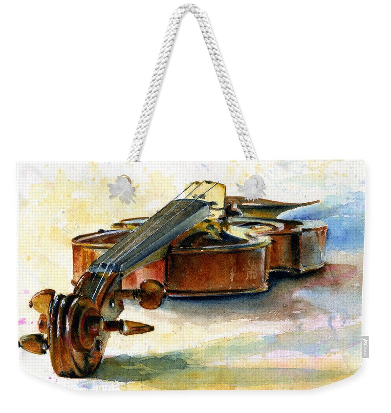 Violin Weekender Tote Bag featuring the painting Violin 2 by John D Benson