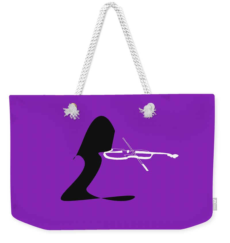 Jazzdabri Weekender Tote Bag featuring the digital art Violin in Purple by David Bridburg